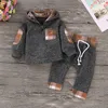 Ragazzi Ragazze Set di abbigliamento natalizio Tuta Nero Rosso Gridding Felpa con cappuccio + Pantaloni Abiti per bambini Bambini Felpa per bambini Vestiti Abiti 6 colori