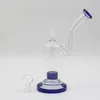 Real Image Blue Cheap Dab Rigs 11 "Tall 14.4mm Joint Size Pneus Percolator Bong Water Pipes avec Bowl Hand_Blowing Hookahs