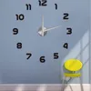 3d grande número espelho relógio de parede grande design moderno 3d Background Wall Clock Diy Home Room de estar de escritório decoração de arte Arte