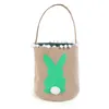 Easter Bag Rabbit Print Canvas Basket Easter Kids Candy Egg Bunny Print Basket Children Easter Hunting Bags