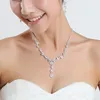 Crystal Rhinestones Fashion silver plated necklace Sparkly earrings Wedding jewelry sets for bride Bridesmaids women Bridal Ac5528977