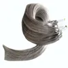 Micro Loop Ring Human Hair Extensions Micro Ring Grå Hår 100g / Pack Remy Pre Bonded Hair Extension