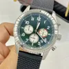 Special Eagle Curtiss Quarz Arabische Ziffernstunden -Stunde Funktionaler Herren Uhren Navitimer Watch Green Dial Fabric Band Armbandwatch6646220