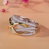 Crystal Gold Infinity Ring Band Finger Contrast Kleur Diamantringen vrouwen Betrokkenheid Wedding Fashion sieraden Gift