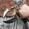 고품질 Karambit 9CR18MOV 블랙 / 화이트 스톤 워시 블레이드 전체 당나라 G10 손잡이 고정 블레이드 클로 칼 KYDEX와 전술적 칼