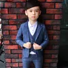 3 조각 아기 소년 정장 착용 잘 생긴 어린이 격자 무늬 양복 사용자 정의 만든 된 아이 웨딩 바지 정장 소년