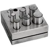 Freeshipping Round Disc Cutter 7 Punch Set Tool Gioielliere per gioielli con base quadrata per il taglio dei metalli