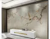 Aangepaste 3D Zijde Foto Muurschilderingen Behang Chinese Plum Blossom Magpie Art Woonkamer TV achtergrond Muurschildering