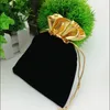 7*9cm Velvet Beaded Drawstring Pouches 4Colors 50PCS/LOT Jewelry Packaging Christmas Wedding Christmas Gift Bags Black Red Blue Wine Red DHL