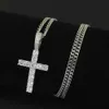 hip hop diamants croix colliers pendentif pour hommes, femmes, Religion, Christianisme cuivre plaqué or bijoux collier de luxe zircons chaîne cubaine