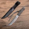 New Small katana Fixed Blade Knife 440C Tanto Blade Full Tant Paracord Handle Straight Knives With Leather Sheath