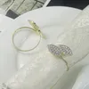 Futaba Grass Rhinestone Napkin Rings Metal Tablecloth Ring For Wedding Banquet Table Decoration Supply Hotel Crystal Napkin Buckle BC BH3071