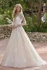 2019 Sommer Böhmisches Brautkleid Langarm A-Linie Günstige Brautkleider Sexy Rückenfrei Sweep Zug Vestito da Sposa