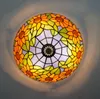 Tiffany Glass Plafond Licht 16 "E27 Gebrandschilderd Bril Slaapkamer Woonkamer Eetkamer Balkon Plafondlamp Fixtures Zonnebloem