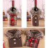 Plaid Tampa Wine With Bow Xmas Garrafa roupa com decoração Wine Bottle Fluff Capa para festa de Natal Festival DHL HH9-2481