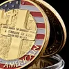 Normandie War Antique Craft 1oz Gold Plated America Challenge Coin med rund akrylbox för samling1409804