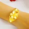 Brazalete con diseño de 3 flores, dije lleno de oro amarillo de 18 quilates, exquisito brazalete para mujer para fiesta de boda, regalo