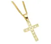 Hot Hip Hop Cross Pendant Halsband med 60cm kedja för män och kvinnor Koppar Iced Out Cubic Zircon Bling Men Smycken N340