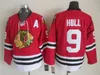 Mannen 9 Bobby Hull Jersey Hockey Chicago Blackhawks Vintage CCM 3 Pierre Pilote 24 Martin Havlat 28 Steve Larmer Red White Black