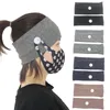 2020 Maskenhalter-Stirnbänder mit Knopf, einfarbig, gestrickt, breites Turban-Haarband, Kinder, Erwachsene, Frauen, Momen, elastische Haarbänder, Zubehör