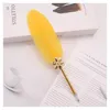 Retro Feather Pen Plastic Feather Ballpoint Pen Student Writing Ballpoint Pen Black Ink Office Gift Stationery