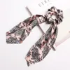 Floral Print Scrunchie Kvinnor Hår Scarf Elastisk Bohemian Hårband Bow Hair Gummi Toppar Tjejer Ties Tillbehör