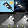 LED Solar Street Lamp PIR MOTION SENSOR 30W 60W 90W Control IP67 Waterdicht Outdoor Weglampje met montagepool