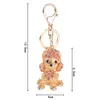 Catene portachiavi placcate oro Barboncino Teddy Dog Portachiavi Cristallo austriaco Moda Ciondolo animale carino Ciondoli borsa Gioielli Donna Uomo Portachiavi auto