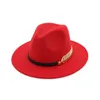 Woolen Felt Hat Panama Jazz Fedoras hats with Metal Leaf Flat Brim Formal Party And Stage Top Hat for Women men unisex20175675096200