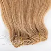 Brasiliansk naturlig brun blondin 120g 18 till 24 tum 100% obearbetad Virgin Remy Human Hair Extensions Clip In