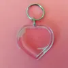 50 PCS Hjärtformad DIY Akryl Tom Picture Frame Keychains Transparent Blank Insert Po Keychains Pendant Key Ring Jewelry AC306Q