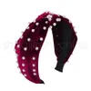 Pearl Knot Headbands Fashion Women Outdoor Velvet Hair Sticks Girls Travel Head Wrap Lady Party Hair Accessories TTA1566