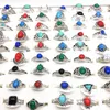 Partihandel 100st Kvinnors Ringar Böhmen Antik Silver Stone Finger Joint Ring Mix Styles Fashion Smycken Party Gifts Dropshipping