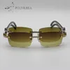 الفاخرة الجاموس القرن النظارات الشمسية الرجال / نساء براون رمادي ديكور كبير الماس النظارات شمس نظارات ماركة داخل أسود أبيض النظارات الحجم: 56-18-140mm