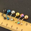 Mix 6 cores umbigo anéis de aço 14g umbigo anel parafuso feminino piercing barra jóias do corpo 100pcs5250608