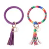 Sunflower Round Bracelet Personalized Leather Tassel Bracelet Keychain Lanyard Bangle Key Holder tassel keychain bracelet Pendants RRA-2068