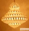 Light Light Modern Crystal Candeliers Lights Fixtle American Gold Candelier Lotus Flower Temple Lamp Home Villa Hotel Big Crystal Droplight