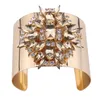 Partihandel - lyxdesigner överdriven bred super glittrande zirkon diamant kristall blomma öppna armband armband smycken för kvinna