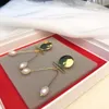 Stud Pendant Earrings Personality Handmade Zircon Pearl Jewelry 18K Gold Plated Brass For Women Asymmetric Earring