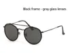 Wholesale-Round Style Sunglasses for Men women Alloy frame Mirrored glass lens double Bridge Retro Eyewear with box and cases
