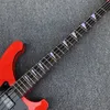 Лучший RIC качества Binding 4 Strings Red 4003 Electric Bass Guitar Black Body, черное Оборудование, палисандр Накладка треугольник White Pearl Inlay