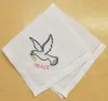 Heimtextilien Satz von 12 Mode Geschenke Einstecktücher gestickte Friedenstaube Weiß Hohlsaumstickerei Ramie Handkerchief Für die Geschenke von Freunden