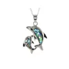 Silver Tone Mother and Playful Baby Dolphins Natural Abalone Shell Pendent Beach Inspired Jewelry 10 Pieces