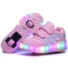 LED -blinkande skor Singel/dubbla hjul Rull Skate Shoes Kids Roller Skating Colorful Glowing Skates Sneakers