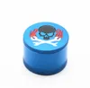 Three-layer circular screen-printed zinc alloy smoke grinder 42mm multi-color sharp teeth metal smoke grinder