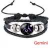 Pulsera de cabujón de cristal de 12 Constell, signo del horóscopo, pulseras multicapa ajustables, joyería de moda para hombre y mujer, Will y Sandy