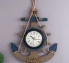 Horloges murales ancre horloge plage mer thème nautique bateau roue gouvernail direction décor suspendu décoration1