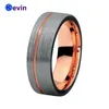 Heren Womens Wedding Band Tungsten Carbide Ring Black Rose Gold met offset Groove en borstelafwerking J190714