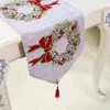 180 * 35cmクリスマスの装飾テーブルクロスコットンリネン刺繍花印刷テーブルフラッグ誕生日パーティーテーブル用品DHL WX9-1716