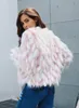 Ny Höst Vinter Kvinnors Faux Fur Jacka Rosa Rosa Vit Parthwork Lady's Female Outerwear Coats Capa C3932